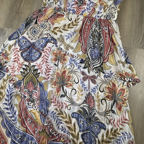 Farm Rio Off-White Boho Glam Loopy Trim Maxi Dress Size XL - Picture 8 of 11